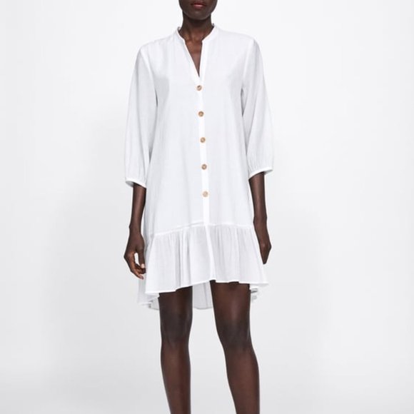 ZARA | White Textured Flare Dress - Picture 1 of 3
